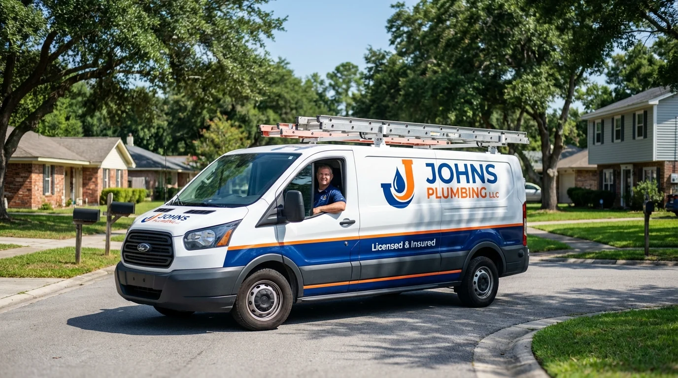 Johns Plumbing LLC service van in Water Valley, MS