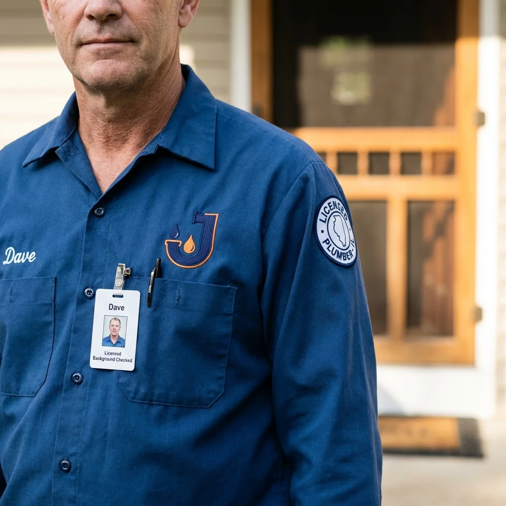 Licensed plumber showing ID badge in Water Valley, MS