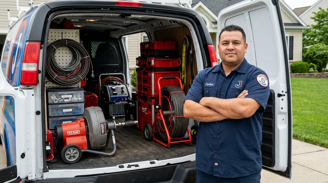 Professional drain cleaning equipment and Johns Plumbing LLC plumber in Water Valley