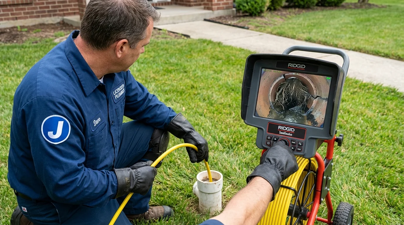 Sewer camera inspection being performed by Johns Plumbing LLC in Water Valley